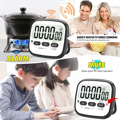 Vista 8 de AyayaBoss Paquete de 2 temporizadores magnéticos de cocina para cocinar, cronómetro digital de cuenta regresiva para niños, profesores, aula