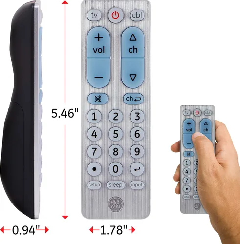 Vista 4 de GE Control remoto universal de 2 dispositivos, funciona con televisores inteligentes, LG, Sony, Blu Ray, DVD, DVR, Roku, Apple TV y otros