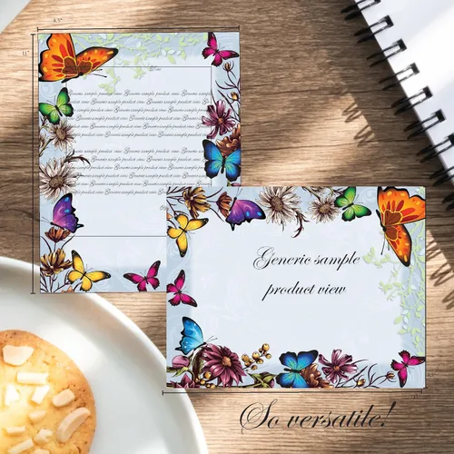 Vista 2 de Papel para impresora láser y inyección de tinta con membrete de mariposas, paquete de 25