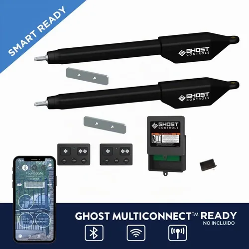 Vista 3 de Ghost Controls Kit de abridor automático de puertas para puertas batientes de entrada montadas en columna y decorativas con control remoto