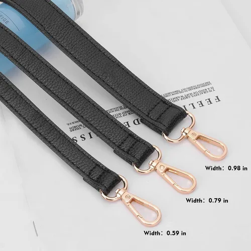 Vista 4 de Black Purse Strap Replacement - Full Grain Microfiber Leather for Small Shoulder Crossbody Bag. 59 Inch Long