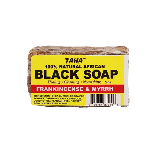 Vista 4 de Taha Barra de jabón negra africana, orgánica y 100% natural, calmante e hidratante, limpieza saludable, ideal para manchas, acné, cuero cabelludo