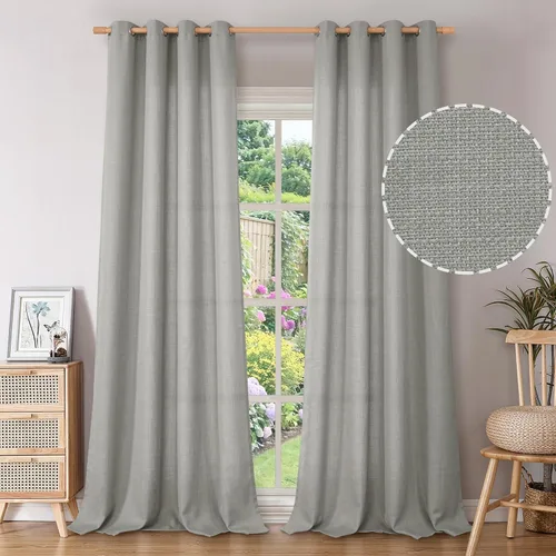 Vista 24 de BGment Cortinas de Lino Beige de 63 Pulgadas de Largo 2 Paneles - Tratamientos para Ventanas con Textura de Arpillera Filtrantes de Luz Cortinas