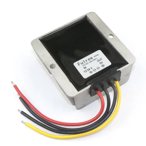 Vista 2 de DROK? Transformador reductor de voltaje CC-CC (12V/24V A 5 V 5A/25W) para autos , 1