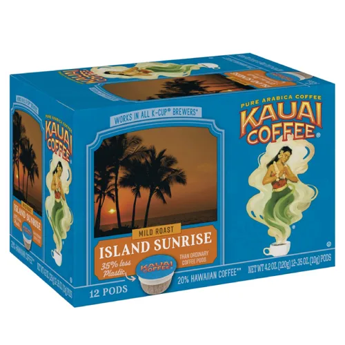 Vista 20 de Kauai Coffee Cápsulas K-Cup para cafeteras Keurig, café arábica, 10% hawaiano, tostado medio, aroma brillante con notas florales, descafeinado, 1