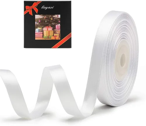Vista 140 de Cinta de satén verde manzana de doble cara de color sólido de 1/2 pulgada x 25 yardas, cintas perfectas para manualidades, decoración de bodas