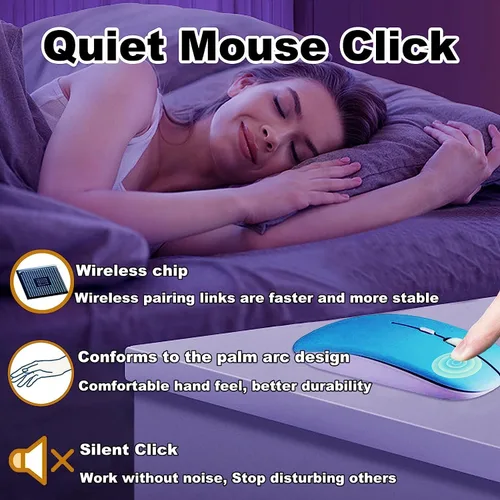 Vista 5 de Combo de teclado y mouse inalámbricos Bluetooth portátil, mini máquina de escribir compacta y delgada, ergonómica, teclado Bluetooth, mouse para Azul