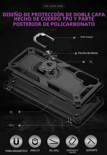 Vista 5 de Funda para Galaxy A13 5G, con protector de pantalla, grado militar, 16 pies, con función de atril magnético, funda protectora para Galaxy A13 5G