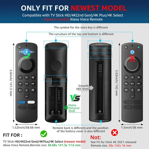 Vista 2 de Wevove (newestmodel) Funda protectora suave para control remoto, antideslizante, a prueba de golpes, funda protectora de silicona con cordón que