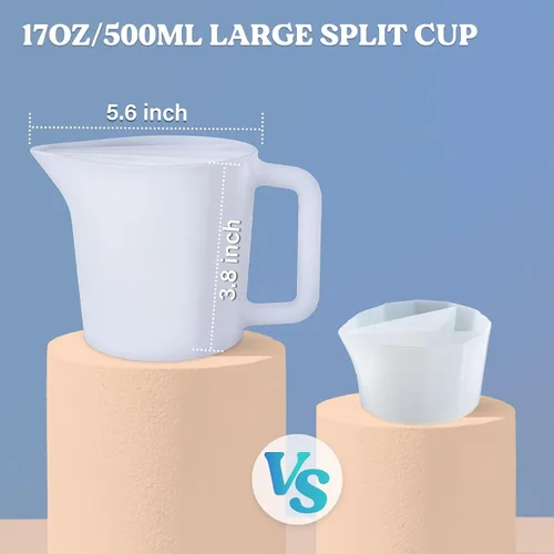Vista 2 de LET'S RESIN Taza dividida de 17 onzas/16.9 fl oz con asa, tazas divididas gruesas y fáciles de limpiar para verter pintura con 5 canales, tazas