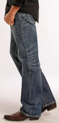 Vista 4 de Rock & Roll Denim Jeans rectos de corte recto de ajuste relajado #M0S8553