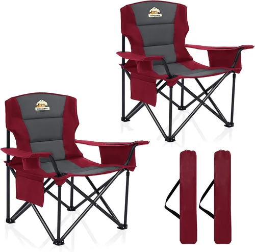 Vista 11 de Colegence Sillas de Camping Plegables de Tamaño Grande - Soporte de 450 LBS Silla de Campamento de Servicio Pesado con Cojín Acolchado, Sillas