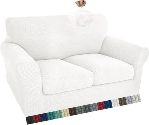 Vista 33 de ZNSAYOTX 2 fundas para sillas con brazos para sala de estar, súper suave, con funda de cojín de asiento, gruesa, duradera, mezcla de elastano, alta