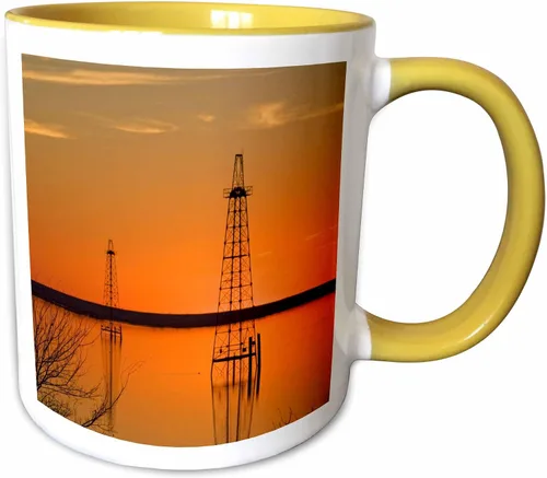 Vista 11 de 3dRose Oil well derricks, Industry, Lake Arrowhead, Texas - US44 LDI0004 - Larry Ditto 15oz Two-Tone Black Mug