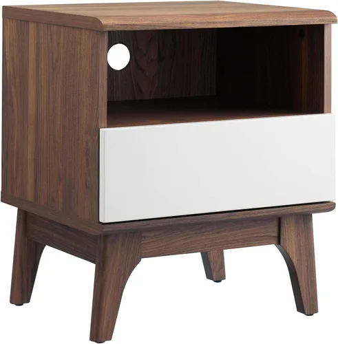 Vista 8 de Modway Envision Mid-Century - Soporte moderno para discos de vinilo de 37 pulgadas, 37 pulgadas, color blanco nogal