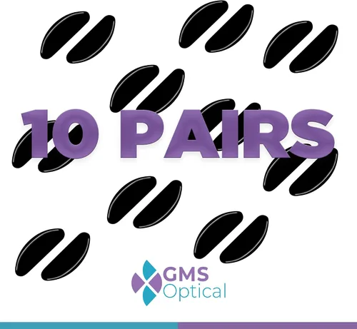 Vista 9 de GMS Optical® 0.1 in adhesivo antideslizante contorneado almohadillas de nariz de lente de silicona suave con súper pegajoso respaldo - 5 pares