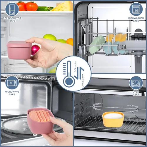 Vista 5 de 4 recipientes de silicona de 7 onzas para niños, pequeños recipientes de alimentos con tapas, contenedor de frutas para el almuerzo, contenedor
