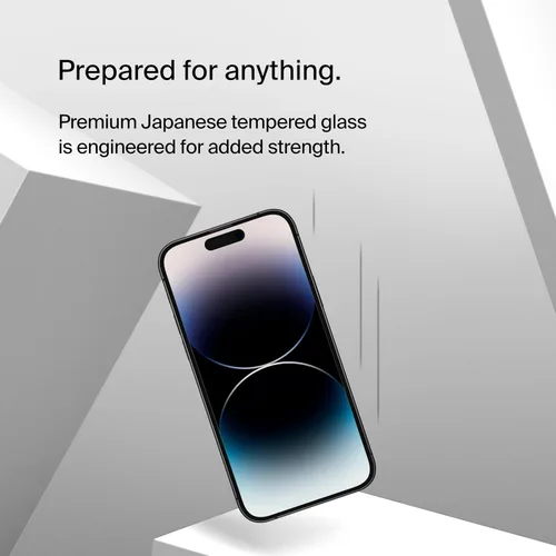 Vista 6 de Belkin ScreenForce - Protector de pantalla de privacidad de vidrio templado para iPhone 14 Pro, superficie tratada con revestimiento antihuellas