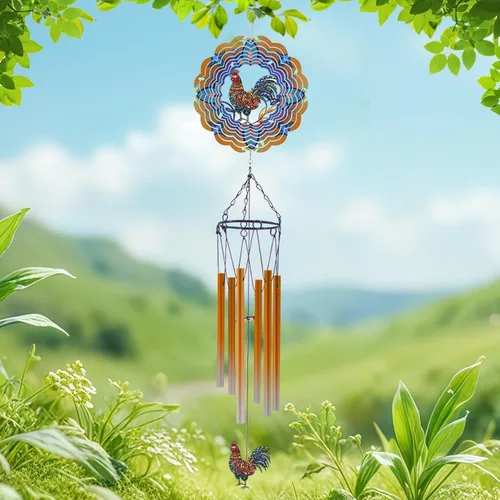 Vista 9 de Campanillas de viento con rotador de libélula, regalos para hombres, mujeres, jubilación, maestros, padres - decoración colgante para exteriores