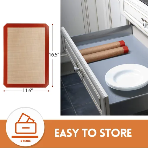 Vista 8 de STATINT - Tapete de silicona antiadherente para hornear, seguro para alimentos, paquete de 2, para horno de galletas, tapete reutilizable, 16.5 x