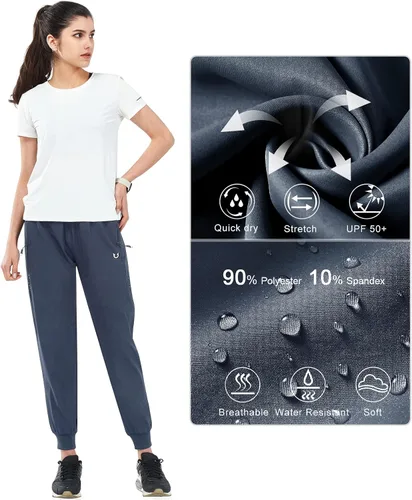 Vista 2 de NORTHYARD Pantalones deportivos para correr para mujer, ligeros, para entrenamiento, correr, pantalones casuales con bolsillos con cremallera