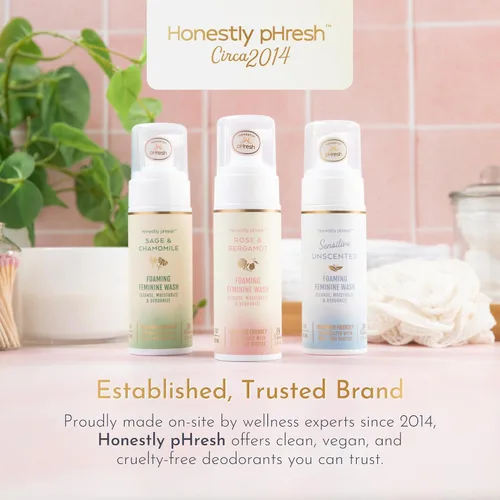 Vista 7 de Honestly pHresh Jabón femenino espumoso para mujeres, limpiador íntimo natural equilibrado con pH con prebióticos y probióticos. Vegano, seguro