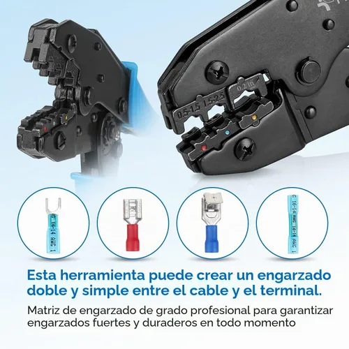 Vista 2 de TICONN Herramienta de crimpado para conectores termorretráctiles, crimpadora de cables de trinquete, alicates de prensado, crimpadora de terminales