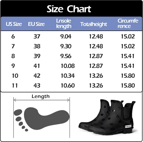 Vista 6 de PENNYSUE Botas de lluvia impermeables para mujer botines Chelsea cortos antideslizantes