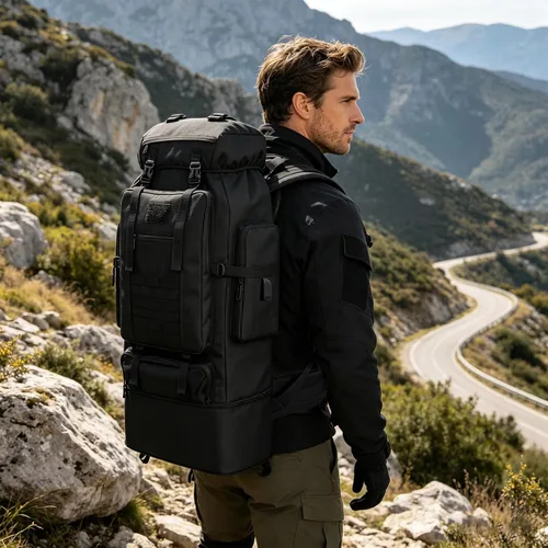 Vista 2 de 80L/100L senderismo mochila hombres camping mochila grande al aire libre viaje militar táctica Molle Trekking bolsa mujeres