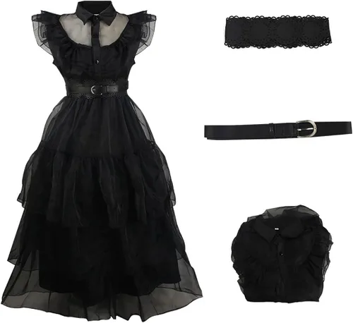 Vista 2 de Beita Addams - Disfraz de Addams, vestido de fiesta de Halloween para niños y adultos
