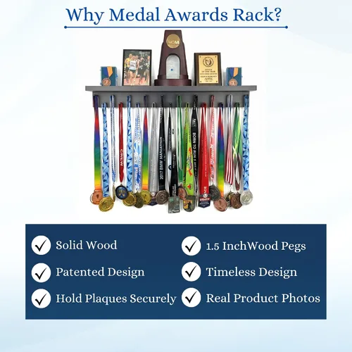 Vista 3 de MedalAwardsRack Estante de exhibición de medallas y soporte para trofeos Premier para gimnasia, fútbol, baloncesto, fútbol americano y más – 2 pies