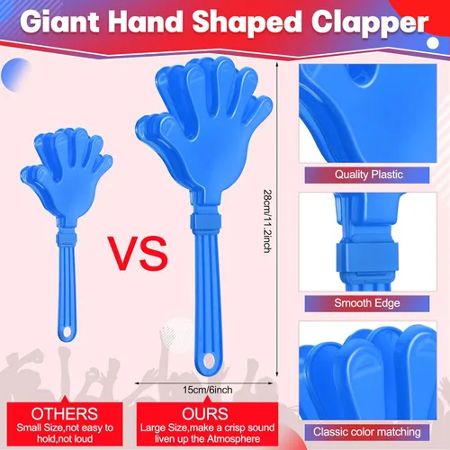 Vista 2 de Woanger 4 pinzas de mano jumbo de 11 pulgadas, para hacer ruido, regalos de fiesta, gigantes y grandes, para eventos deportivos, animadores, baile