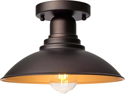 Vista 7 de Luz de Granero de Cuello de Ganso de Bronce Rústica Estilo Granja, Iluminación de Tocador de Cabaña Interior con Casquillo Base E26, Aplique