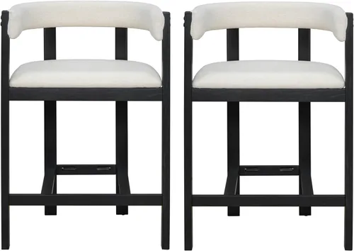 Vista 4 de Christopher Knight Home Rylan - Juego de 2 taburetes tapizados de tela moderna en forma de U para comedor, altura de encimera, taburete de madera