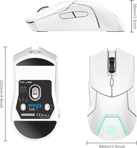 Vista 8 de FMOUSE Mouse inalámbrico para laptop, mouse Bluetooth ergonómico con triple modo (Bluetooth dual + 2.4G inalámbrico) 4000 DPI USB-C recargable