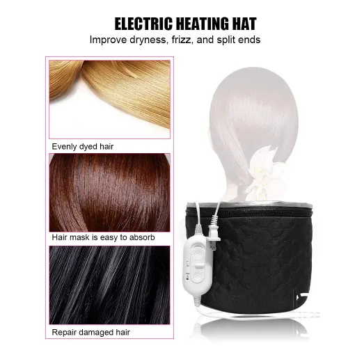 Vista 6 de Vaporizador para el cabello, 110 V, vaporizador térmico para el cabello, sombrero de tratamiento de aceite caliente, sombrero de vapor