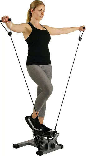 Vista 5 de Sunny Health & Fitness 2-en-1 Premium Power Stepper con capacidad de peso de 181kg y bandas de resistencia, cardio de bajo impacto, ahorro