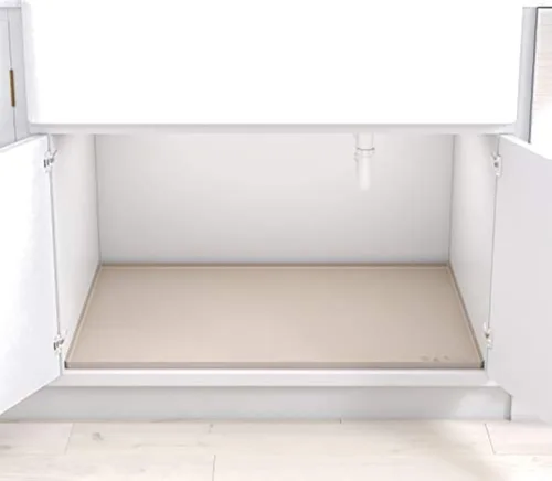 Vista 3 de BASIN - Tapete debajo del fregadero para baño - Las alfombrillas originales de silicona para debajo del fregadero para baño impermeables - Bandeja