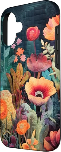 Vista 2 de iPhone 16 Flores coloridas en funda de edredón óptica, flores