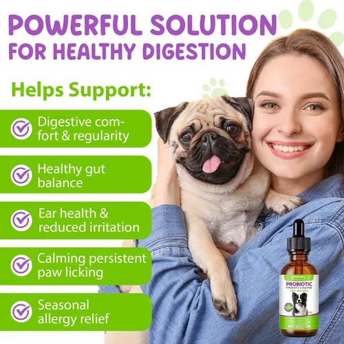 Vista 5 de Probióticos para perros, probióticos líquidos para perros, enzimas prebióticas y digestivas, suplemento de probióticos para perros que ayudan a