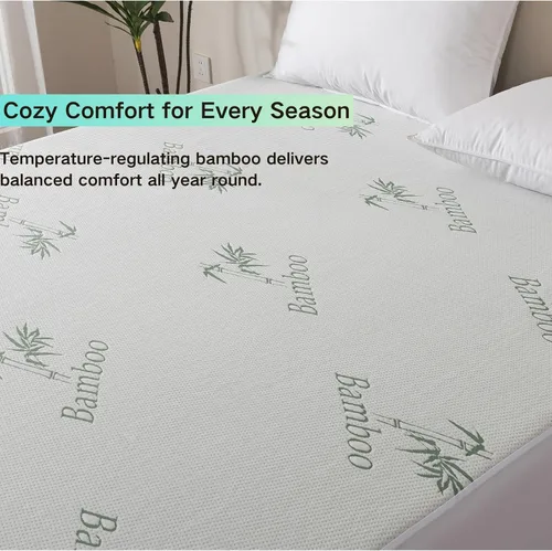 Vista 4 de WhatsBedding Funda de colchón tamaño individual (solo funda), viscosa transpirable hecha de bambú, protector de colchón con bolsillo profundo
