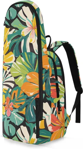 Vista 2 de Tennis Badminton Racket Bags Large Sturdy Colorful Summer Hawaiian Flowers 2 Rackets Tennis Racket Cover Bag with Protective Pad for Women Men