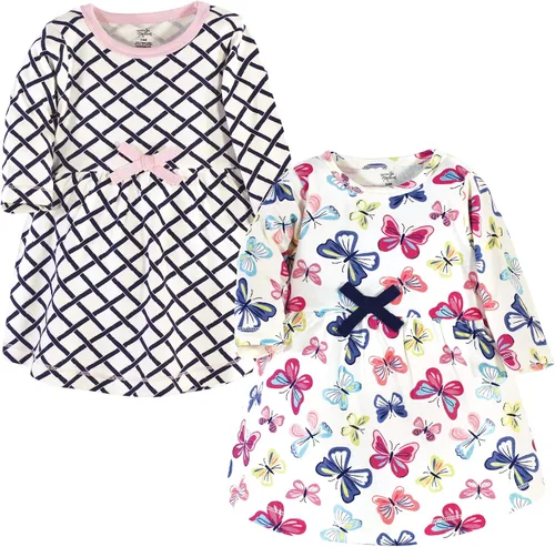 Vista 119 de Touched by Nature - Vestidos de manga corta y manga larga de algodón orgánico para niñas pequeñas, bebés y mujeres Manga larga con flores abstractas