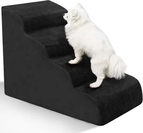 Vista 19 de Escaleras para Perros para Perros Pequeños - Rampa de Espuma de Alta Densidad, Pasos Extra Anchos para Mascotas con Fondo Antideslizante para Camas