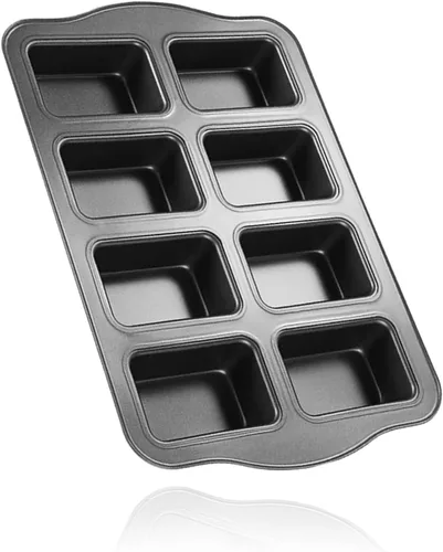 Vista 8 de Mini molde para pan, sartén antiadherente de acero al carbono, molde para pan de 8 cavidades para hornear al horno, dorado