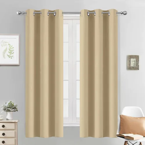 Vista 29 de Yakamok Cortinas opacas para dormitorio, aislamiento térmico, cortinas de oscurecimiento de habitación para sala de estar, juego de 2 paneles