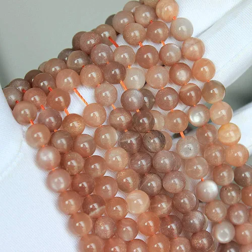 Vista 4 de Cuentas sueltas redondas de piedras preciosas naturales del sol de 0.315 in para la fabricación de joyas