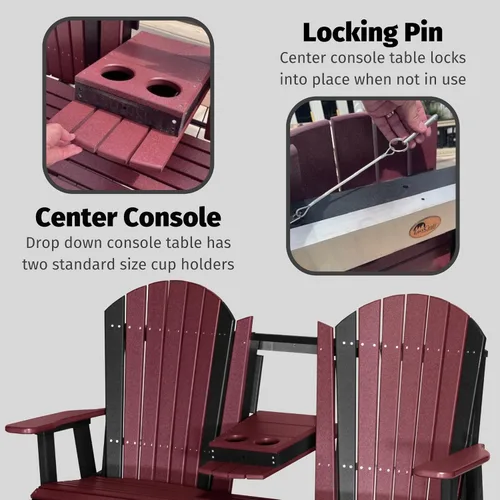 Vista 6 de LuxCraft Deslizador Adirondack de 5 pies con consola plegable (Premium - Caoba antigua)