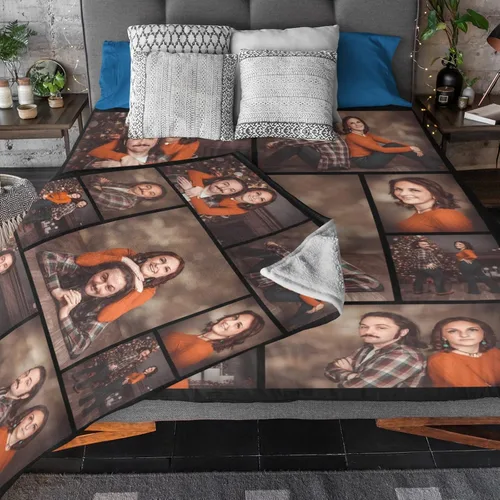 Vista 3 de Manta personalizada con fotos, manta personalizada con fotos para parejas, papá, mamá, niños, perros, amigos, cumpleaños, boda, Navidad, Año Nuevo