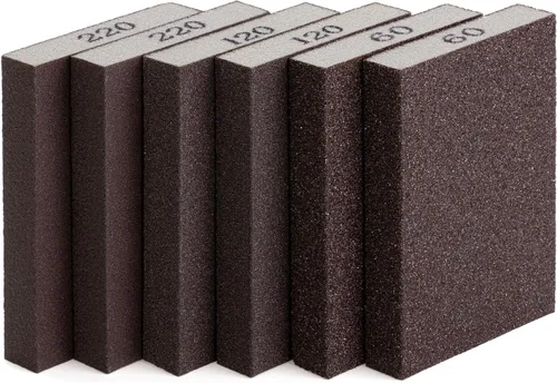 Vista 23 de Bates- Esponja de lijado, paquete de 4, surtido de grano 60/80/120/220, bloque de lijado lavable y reutilizable para madera, metal, paneles de yeso